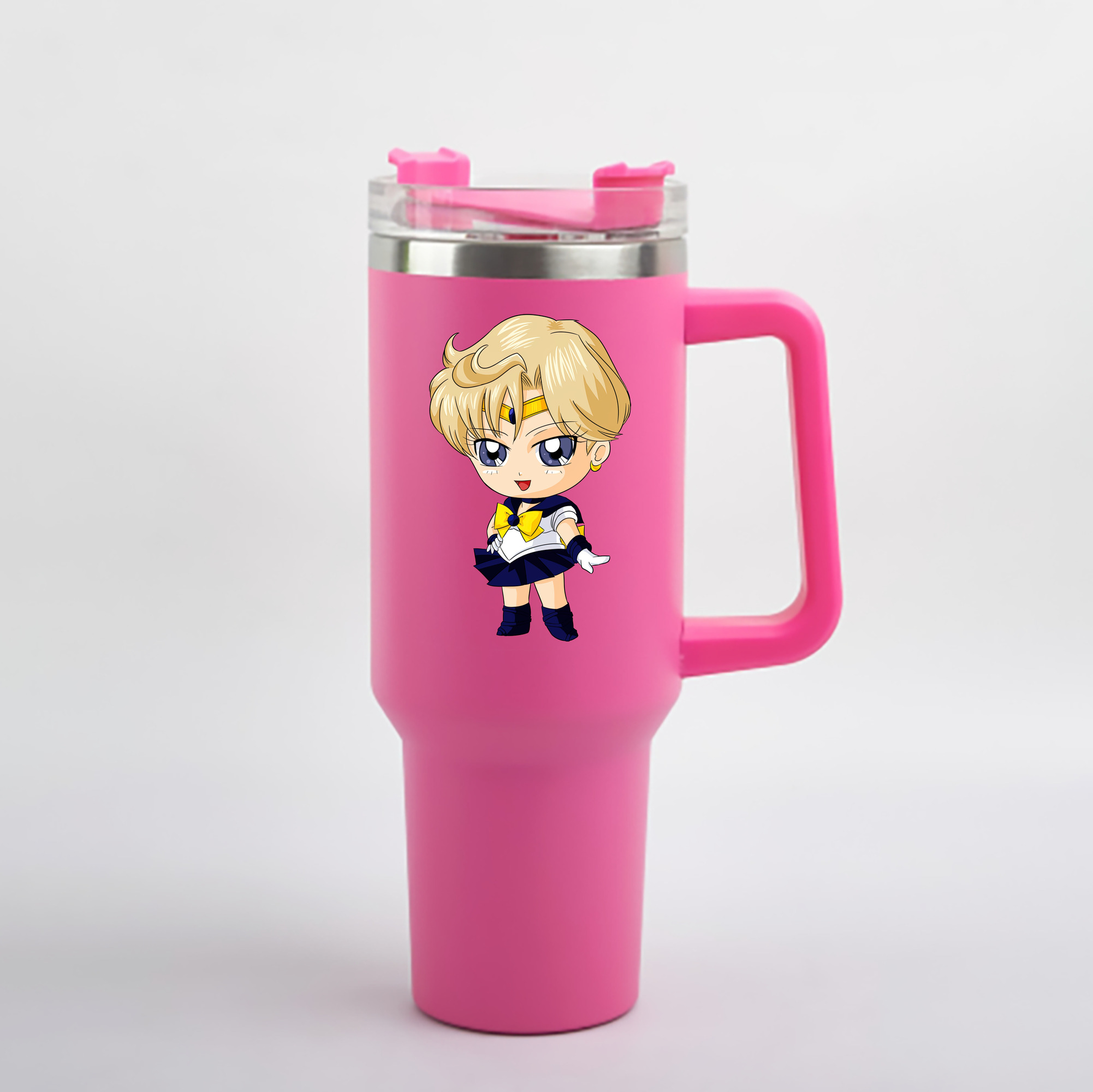 （画像用） 美少女戦士セーラームーン 天王はるか Sailor Moon Tenoh Haruka 1200mL車用タンブラー - クリスタルステッカー（プラスチックストロー付き）